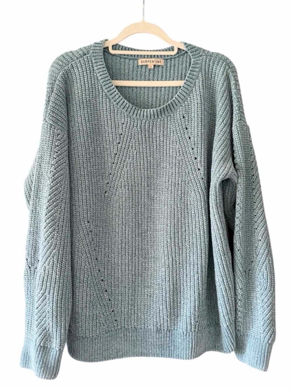 Serpentine Blue Sage Chenille Ribbed Knit Oversized Sweater Size Large
